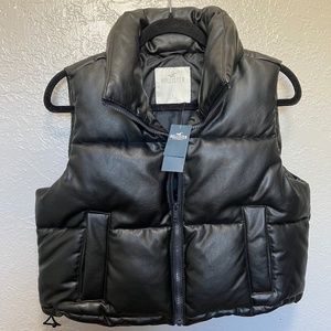 HOLLISTER ULTIMATE VEGAN LEATHER PUFFER VEST